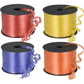 PATIKIL 4pcs 100 Yards Curling Ribbon Crimped Balloon String Metallic 3/16" for Party Decoration Gift Wrapping Art Crafts, White/Gold/Silver/Red