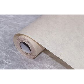 Korean Traditional Mulberry Paper HanJi Unbleached Non-Whitening Acid Free Eco-Friendly ChangHoJi Fiber Strands Texture for Wallpaper Decoration Shoji Screen Window Cover 35.8" x 787.4"