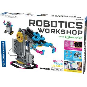 Thames & Kosmos Robotics Workshop with Micro:Bit STEM Experiment Kit, Creative, Educational Coding & Programming Curriculum for Home & School Use, Utilizes MakeCode App to Learn Python, Javascript in Kuwait