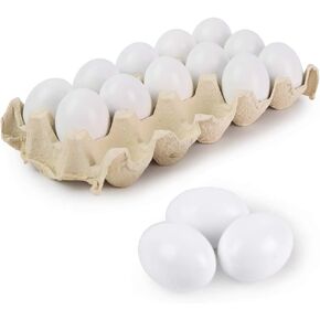 SallyFashion 15 PCS White Wooden Eggs Easter Eggs Fake Eggs for Children DIY Game,Kitchen Craft Adornment,Toy Foods