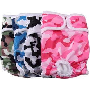 JoyDaog Female Dog Diapers for Medium Dogs,4 Pack Reusable Washable Premium Doggie Diapers for Heat,Incontinence,Period Doggy Nappies,M