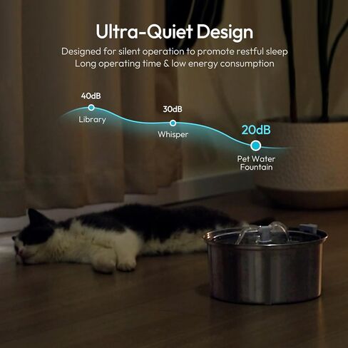 Cat Water Fountain Stainless Steel, 3.2L/108oz Pet Water Fountain for Cats Inside with Water Level Window, Ultra-Quiet Pump Pet Water Dispenser for Cats,Dogs, Multiple Pets, Dishwasher Safe in Saudi Arabia