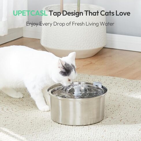 Cat Water Fountain Stainless Steel, 3.2L/108oz Pet Water Fountain for Cats Inside with Water Level Window, Ultra-Quiet Pump Pet Water Dispenser for Cats,Dogs, Multiple Pets, Dishwasher Safe in Saudi Arabia