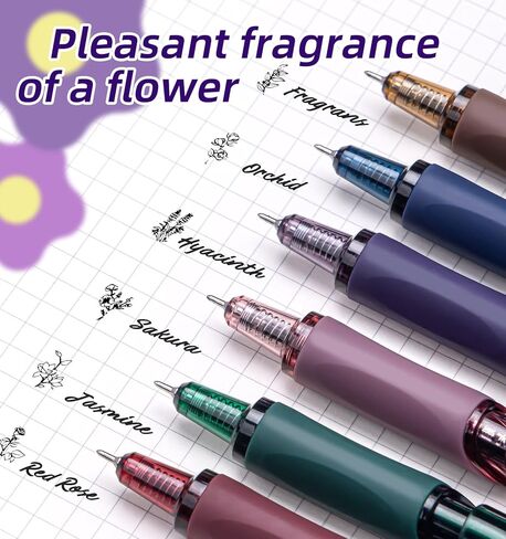 Gel Pens, 6 Pcs 0.5mm Black Ink Pens, Soft Scented Vintage Barrels Pens, Quick Dry Black Ink Pens for Journaling and Note Taking, Cute Aesthetic Pens for Office School & Home Supplies in Saudi Arabia