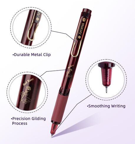 Gel Pens, 6 Pcs 0.5mm Black Ink Pens, Soft Scented Vintage Barrels Pens, Quick Dry Black Ink Pens for Journaling and Note Taking, Cute Aesthetic Pens for Office School & Home Supplies in Saudi Arabia