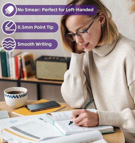 Gel Pens, 6 Pcs 0.5mm Black Ink Pens, Soft Scented Vintage Barrels Pens, Quick Dry Black Ink Pens for Journaling and Note Taking, Cute Aesthetic Pens for Office School & Home Supplies in Saudi Arabia