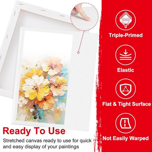 قماش للرسم 12 حزمة، مجموعة لوحات قماشية متعددة الأحجام 5 × 7، 8 × 10، 10 × 12، 12 × 16 بوصة، 100% قطن فارغ زيت أكريليك ألوان مائية صب الطلاء للأطفال والمبتدئين والفنانين in Saudi Arabia