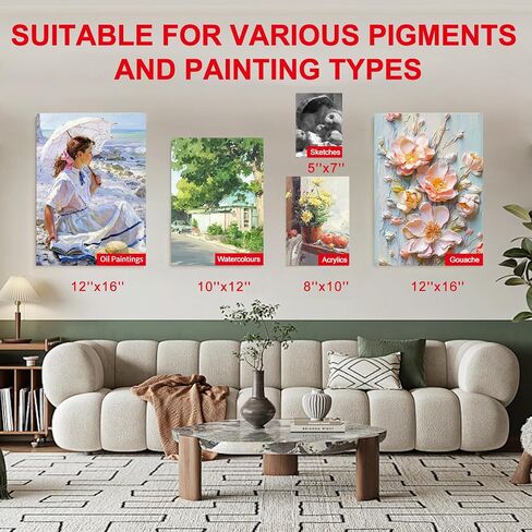 قماش للرسم 12 حزمة، مجموعة لوحات قماشية متعددة الأحجام 5 × 7، 8 × 10، 10 × 12، 12 × 16 بوصة، 100% قطن فارغ زيت أكريليك ألوان مائية صب الطلاء للأطفال والمبتدئين والفنانين in Saudi Arabia