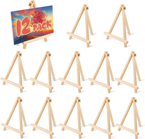 GardEasy 6 Pack 9 Inch Wood Easels, Easel Stand for Painting Canvases, Tripod, Kids Student Tabletop Easels for Painting, Art Craft Painting Easel Stand for Artist Adults Students in Kuwait