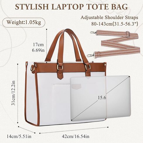 Chase Chic Laptop Bag for Women, Canvas Tote Bag for Work Lady 15.6 Inch Computer Shoulder Bag for College,Office in Kuwait