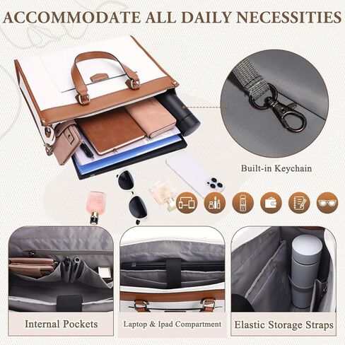 Chase Chic Laptop Bag for Women, Canvas Tote Bag for Work Lady 15.6 Inch Computer Shoulder Bag for College,Office in Kuwait