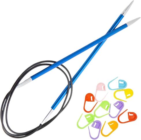 KnitPro Zing Circular Knitting Needles 16 inch, Size 10.5 (40cm, 6.50mm) with 10 Colorful Stitch Markers in Saudi Arabia