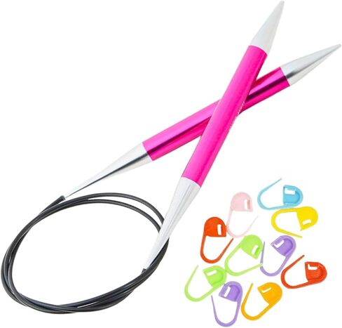 KnitPro Zing Circular Knitting Needles 16 inch, Size 10.5 (40cm, 6.50mm) with 10 Colorful Stitch Markers in Saudi Arabia