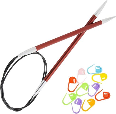KnitPro Zing Circular Knitting Needles 16 inch, Size 10.5 (40cm, 6.50mm) with 10 Colorful Stitch Markers in Saudi Arabia
