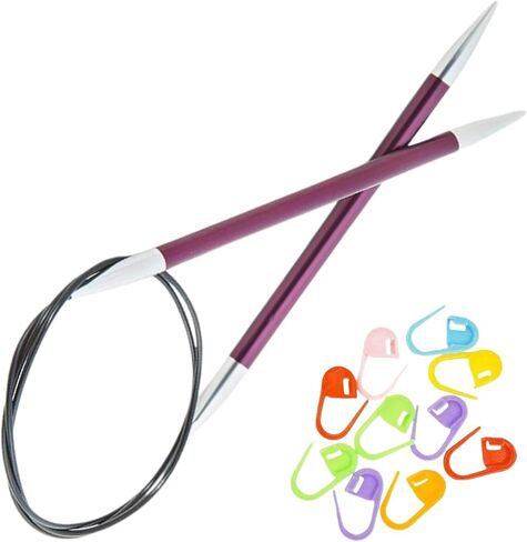 KnitPro Zing Circular Knitting Needles 16 inch, Size 10.5 (40cm, 6.50mm) with 10 Colorful Stitch Markers in Saudi Arabia