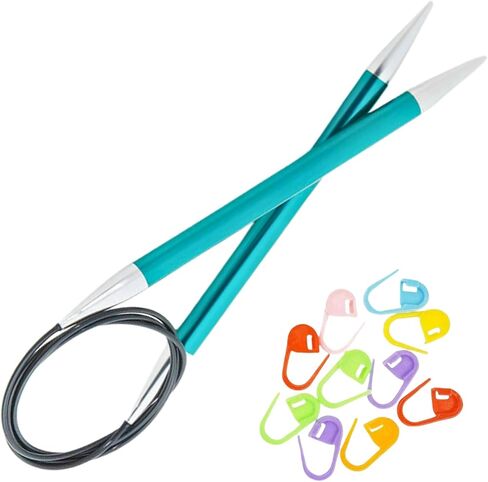 KnitPro Zing Circular Knitting Needles 16 inch, Size 10.5 (40cm, 6.50mm) with 10 Colorful Stitch Markers in Saudi Arabia