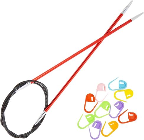 KnitPro Zing Circular Knitting Needles 16 inch, Size 10.5 (40cm, 6.50mm) with 10 Colorful Stitch Markers in Saudi Arabia