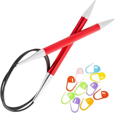 KnitPro Zing Circular Knitting Needles 16 inch, Size 10.5 (40cm, 6.50mm) with 10 Colorful Stitch Markers in Saudi Arabia