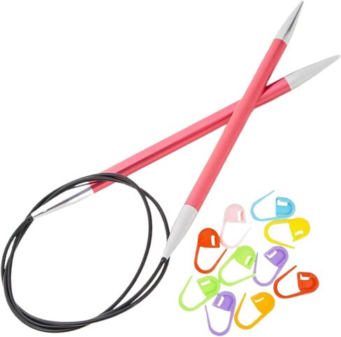 KnitPro Zing Circular Knitting Needles 16 inch, Size 10.5 (40cm, 6.50mm) with 10 Colorful Stitch Markers in Saudi Arabia