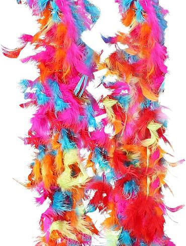 HaiMay 2 Pack Turkey Feather Boa for Craft Clothes Party, 4.4 Yards 40G/60G/80G Feather Boas in Saudi Arabia