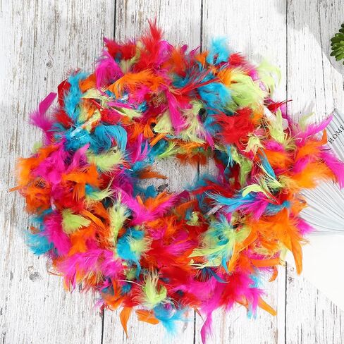HaiMay 2 Pack Turkey Feather Boa for Craft Clothes Party, 4.4 Yards 40G/60G/80G Feather Boas in Saudi Arabia