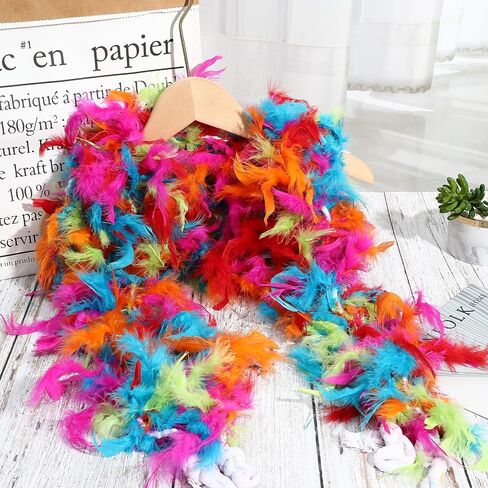 HaiMay 2 Pack Turkey Feather Boa for Craft Clothes Party, 4.4 Yards 40G/60G/80G Feather Boas in Saudi Arabia