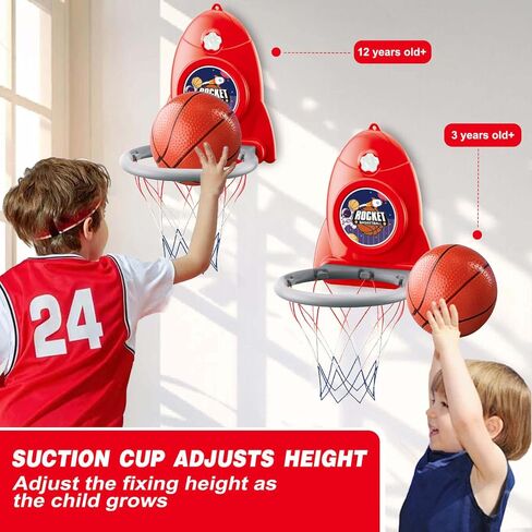 Basketball Hoop Indoor Toys for Kids 3 4 5 Boys: Toddler Basketball Hoop Indoor Wall Mount Basketball Hoop Suction Cup Basketball Hoop Toys for 3 Year Old Boy Gifts for 3-8 Year Old Boys, Red in Saudi Arabia