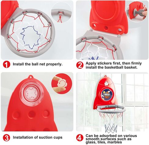 Basketball Hoop Indoor Toys for Kids 3 4 5 Boys: Toddler Basketball Hoop Indoor Wall Mount Basketball Hoop Suction Cup Basketball Hoop Toys for 3 Year Old Boy Gifts for 3-8 Year Old Boys, Red in Saudi Arabia