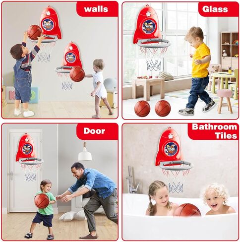 Basketball Hoop Indoor Toys for Kids 3 4 5 Boys: Toddler Basketball Hoop Indoor Wall Mount Basketball Hoop Suction Cup Basketball Hoop Toys for 3 Year Old Boy Gifts for 3-8 Year Old Boys, Red in Saudi Arabia