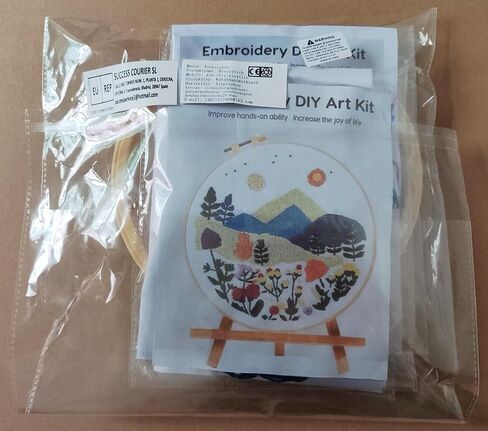 Xinpinzhou 3 Pcs Flower Grass Embroidery Kit, Beginning Easy Stamped Funny Hand Embroidery Patterns Starter Kits Set for Beginners Adults Plant Bordado with Cloth, Thread, Needle, Hoop, Scissors in Kuwait