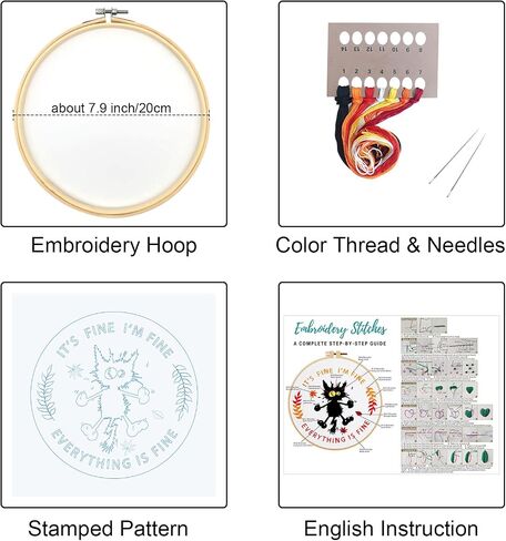 Louise Maelys Animal Embroidery Kits for Beginners with Highland Cow Pattern,Adults Starter Cross Stitch Kit DIY Needlepoint in Saudi Arabia