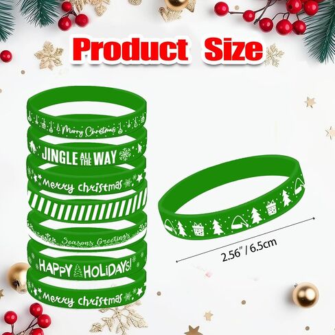 Morcheiong 42 Pieces Christmas Rubber Bracelets 7 Classic Design Silicone Wristbands for Merry Xmas Party Favors (Black) in Saudi Arabia