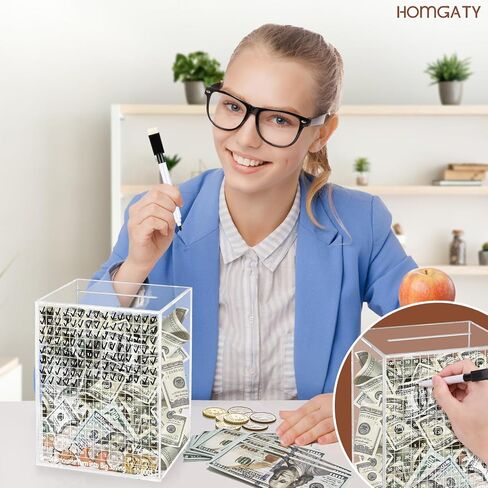 Homgaty Money Savings Box with Lock, 10000 Clear Money Box Cash Vault Saver Money Box Coin Piggy Bank, Openable Money Saving Challenge Box for Kids Adults in Saudi Arabia