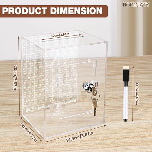 Homgaty Money Savings Box with Lock, 10000 Clear Money Box Cash Vault Saver Money Box Coin Piggy Bank, Openable Money Saving Challenge Box for Kids Adults in Saudi Arabia