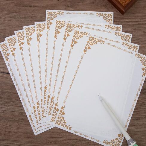 10/50/100 Pcs A4(29.7cm×21cm/11.6″×8.2″) Vintage Flower rabbit Design Letterhead Kraft Writing Paper Set Office School Supplies Stationery Letter Paper (10pcs White 1) in Saudi Arabia