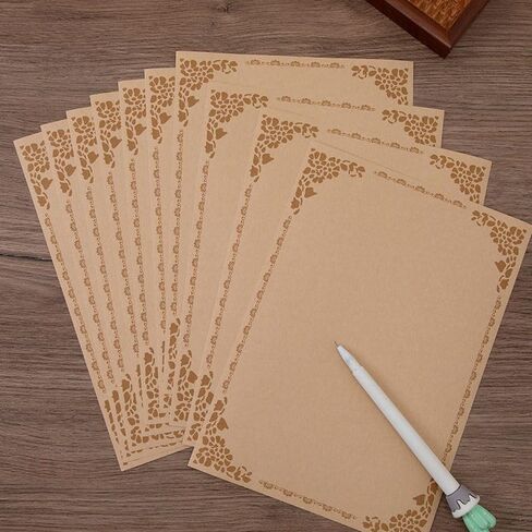 10/50/100 Pcs A4(29.7cm×21cm/11.6″×8.2″) Vintage Flower rabbit Design Letterhead Kraft Writing Paper Set Office School Supplies Stationery Letter Paper (10pcs White 1) in Saudi Arabia