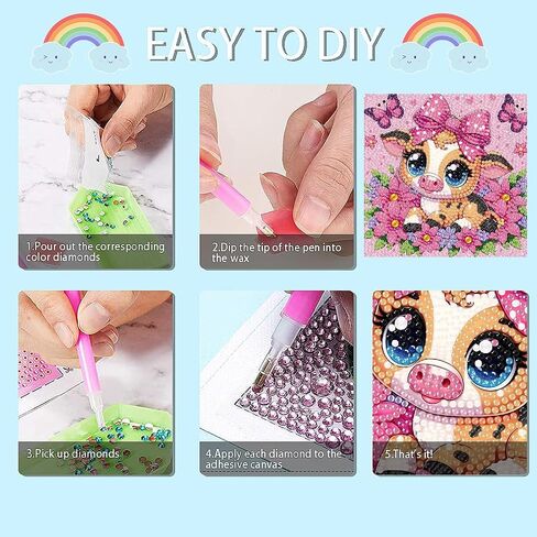 4 Pack Diamond Art Kits for Kids, Cartoon Santa Claus Diamond Painting Kits for Kids Ages 4-8-12, 5D DIY Kids' Mosaic Kits Christmas Painting Picture Xmas Gift for Home Wall Decor 6x6 Inch in Saudi Arabia