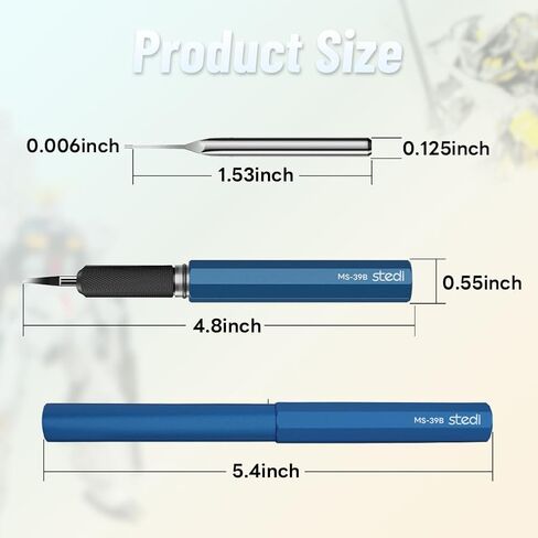 stedi Model Scriber Chisel، شفرات فولاذ التنغستن 0.15 مم، لهواية النمذجة، نموذج مقياس RG، مجموعة نموذج Gundam، لخط الكتابة، منقوش، خط اللوحة، الراتنج، أزرق in Saudi Arabia