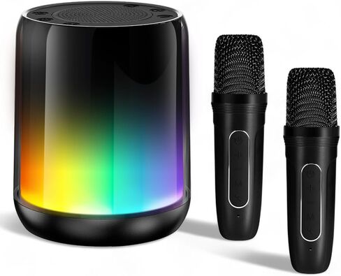 Karaoke Machine for Kids,Mini Karaoke Machine with 2 Wireless Microphones,Portable Bluetooth Speaker with LED Light,Birthday Gifts Party Favors,Kids Toys for Girls 4,5,6,7,8,9,10 +Year Old in Saudi Arabia