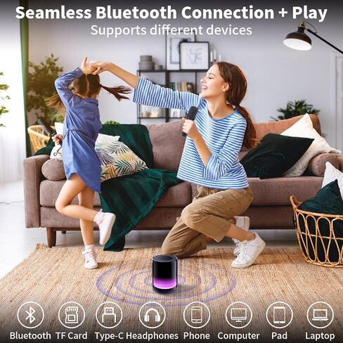 Karaoke Machine for Kids,Mini Karaoke Machine with 2 Wireless Microphones,Portable Bluetooth Speaker with LED Light,Birthday Gifts Party Favors,Kids Toys for Girls 4,5,6,7,8,9,10 +Year Old in Saudi Arabia