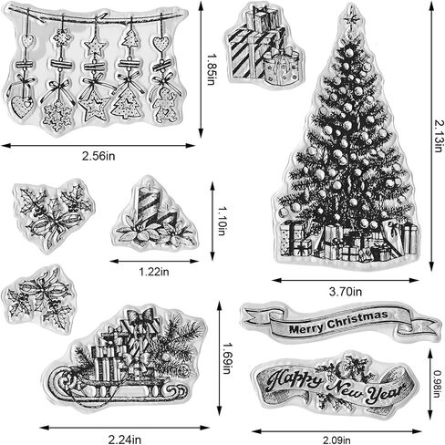 Hying Christmas Crystal Ball Clear Stamps for Card Making, Xmas Trees Elk Rubber Stamps Christmas Stocking Words Transparent Stamp Seal for Crafting DIY Scrapbooking Photo Album Decor in Saudi Arabia