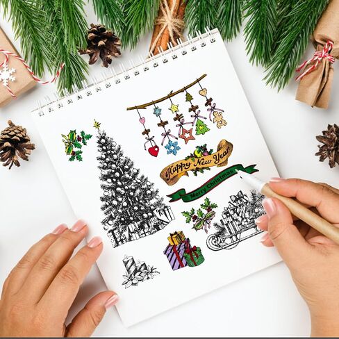 Hying Christmas Crystal Ball Clear Stamps for Card Making, Xmas Trees Elk Rubber Stamps Christmas Stocking Words Transparent Stamp Seal for Crafting DIY Scrapbooking Photo Album Decor in Saudi Arabia