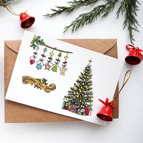 Hying Christmas Crystal Ball Clear Stamps for Card Making, Xmas Trees Elk Rubber Stamps Christmas Stocking Words Transparent Stamp Seal for Crafting DIY Scrapbooking Photo Album Decor in Saudi Arabia