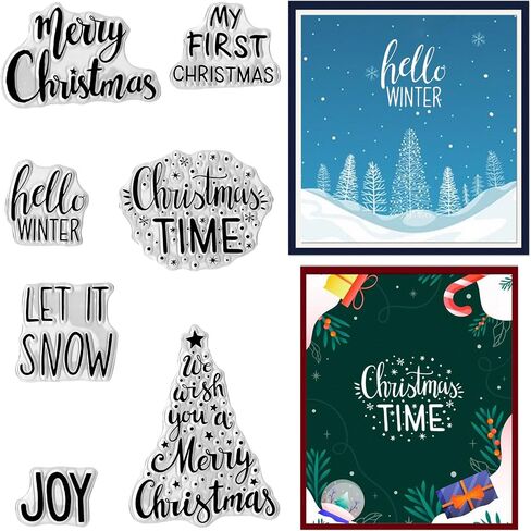 Hying Christmas Crystal Ball Clear Stamps for Card Making, Xmas Trees Elk Rubber Stamps Christmas Stocking Words Transparent Stamp Seal for Crafting DIY Scrapbooking Photo Album Decor in Saudi Arabia