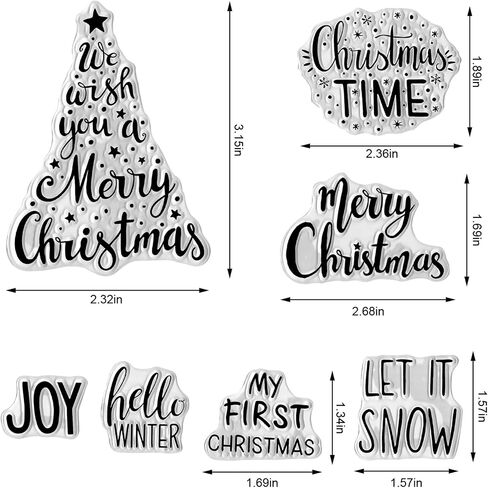 Hying Christmas Crystal Ball Clear Stamps for Card Making, Xmas Trees Elk Rubber Stamps Christmas Stocking Words Transparent Stamp Seal for Crafting DIY Scrapbooking Photo Album Decor in Saudi Arabia