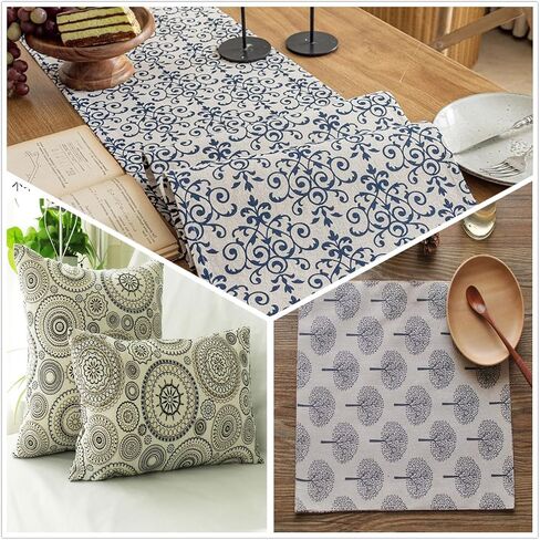 Linen Fabric Floral Pattern by The Yard- Precut 1 Yard 62 Inch Width for Sewing DIY Crafting Quilting Sofa Tablecloth Curtain Cloth in Saudi Arabia