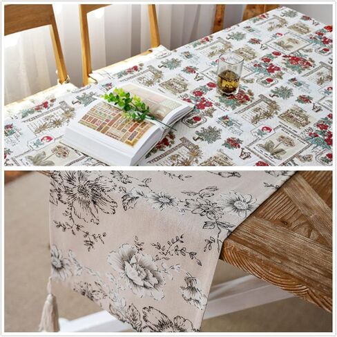 Linen Fabric Floral Pattern by The Yard- Precut 1 Yard 62 Inch Width for Sewing DIY Crafting Quilting Sofa Tablecloth Curtain Cloth in Kuwait