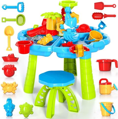 Activity Sand Water Play Table Sensory Beach Toys for Toddlers, Kids Boys Girls Outdoor Backyard 3 in 1, Age 2-5 in Saudi Arabia