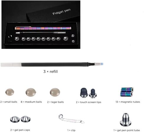 Fidget Toys Adult, Magnetic Fidget Pen, Magnet Pen for Boys, Fun Metal Ballpoint Pen, Cool Gifts for Teens(Black) in Saudi Arabia