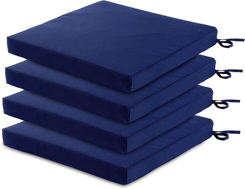 Patio Chair Cushions Set of 4, Outdoor Seat Cushions for Patio Furniture 17 x 17 Inch, Indoor Square Corner Dining Chair Pads Set with Ties and Inner Dust Cover, (Flower Green) in Kuwait